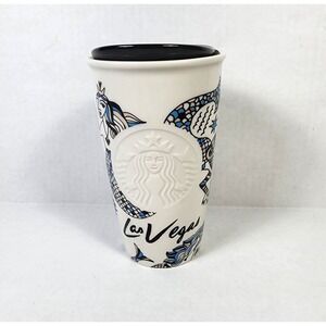Starbucks Las Vegas Queen of Hearts Mermaid Ceramic Tumbler 12 oz 2015 with Lid